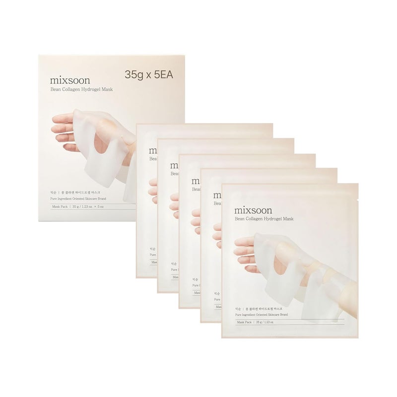 mixsoon Bean Collagen Hydrogel Mask Hydration All-In-One Firming, Soothing Gel Formula Face Mask for Radiant, Smooth Skin Stocking Stuffers 35g / 1.18 fl.oz. (5ea) Korean Glass Skin Care - Image 1